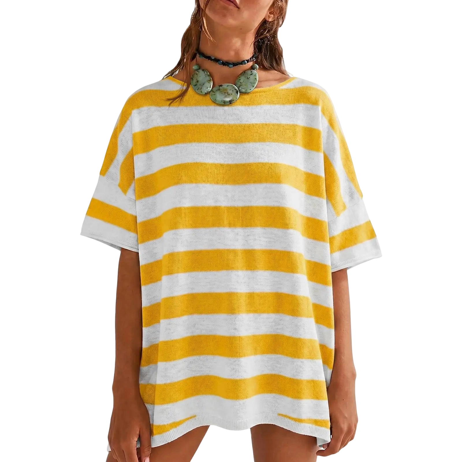 Women's Oversized T Shirts Casual Summer Crew Neck Loose Dropped Short Sleeve Side Slit Hem Blouse Tunic Tops Sweater Tee
