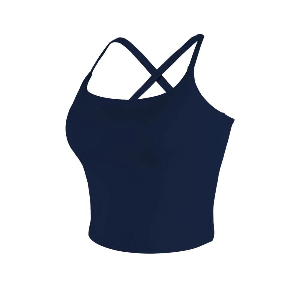 【3-Day Shipping】2026 New Adjustable Straps Built-in Bra Tank Top - Cross Back VS Spaghetti Straps & Scoop Neck, Slim Cute Buttery Soft Thicker Fabric Longline Sports Bra with Built-in One-Piece Bra Pads Yoga Wear Fitness Yoga Gym Activewear