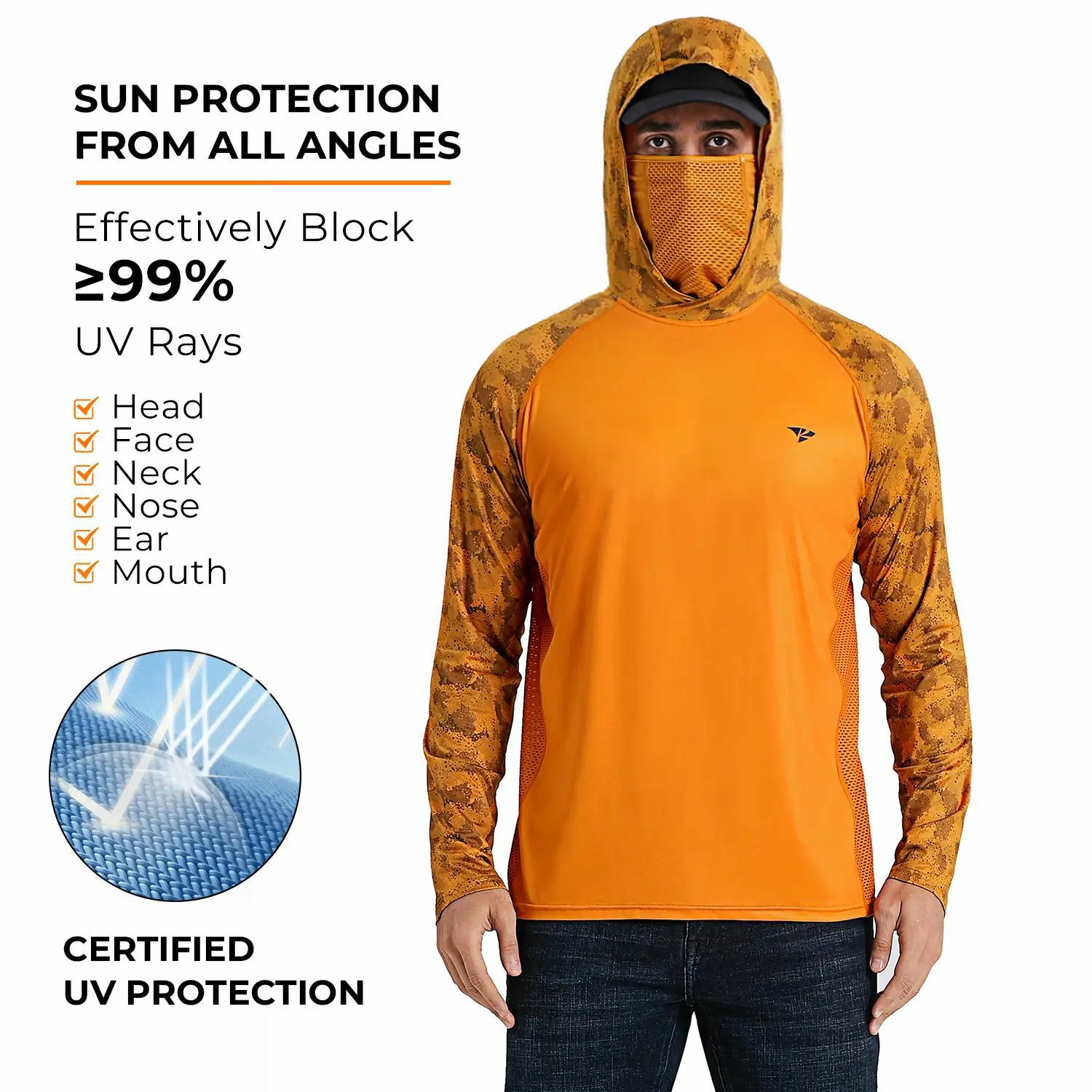 ☀️Men’s UPF 50+ Sun Protection Hoodie with UV Detection