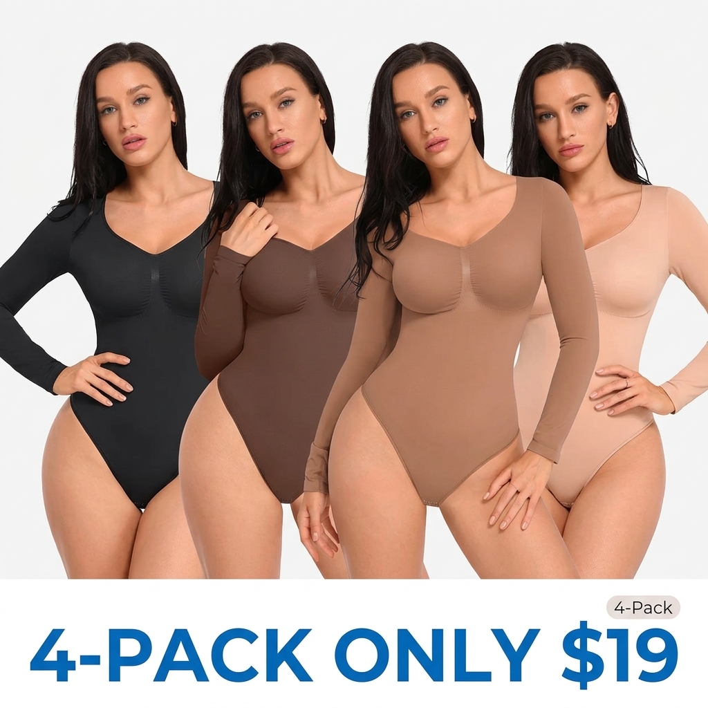 Women's Seamless Long Sleeve Shaping Thong Bodysuit
