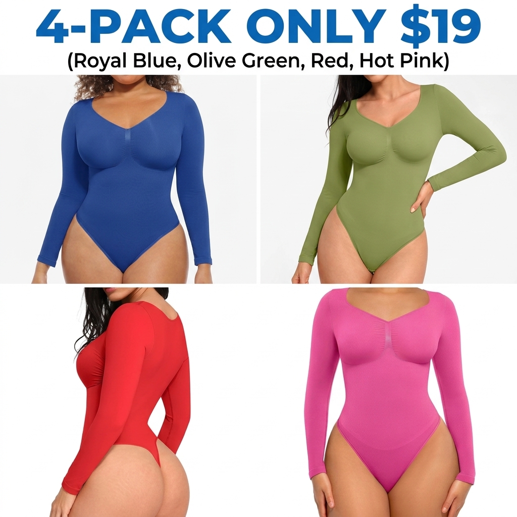 Women's Seamless Long Sleeve Shaping Thong Bodysuit