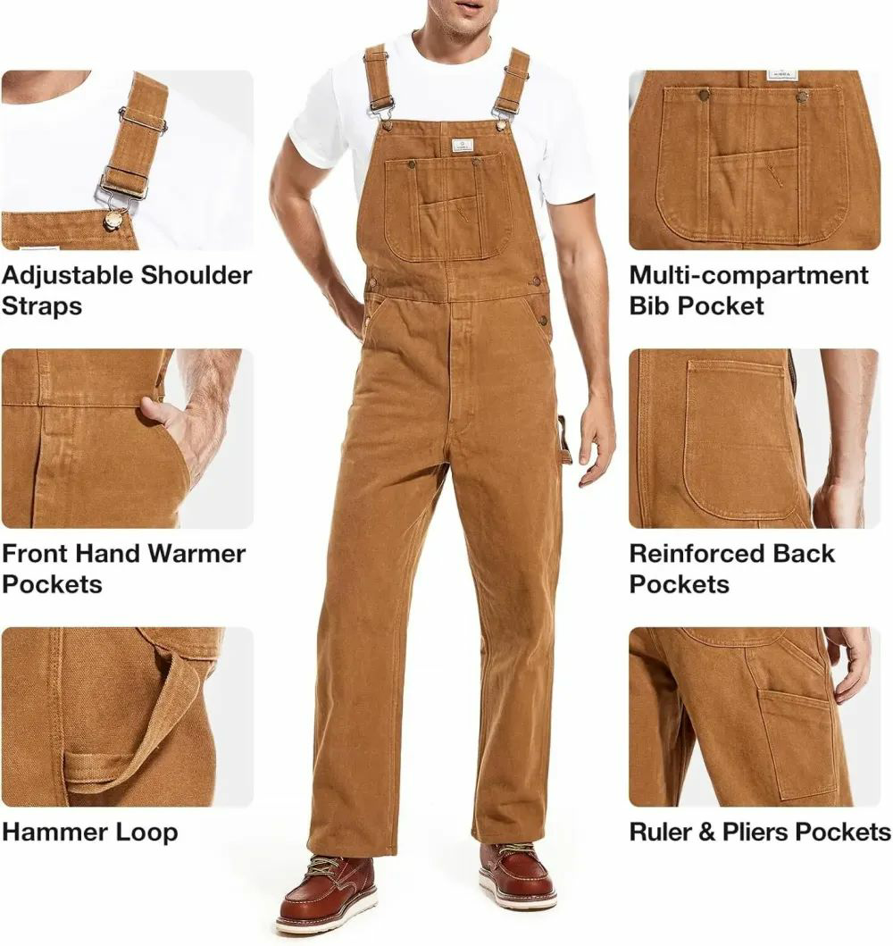 🔥Men's 4-Pack Flex Denim Bib Overalls — Adjustable & Utility Ready