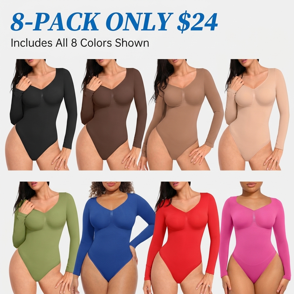 Women's Seamless Long Sleeve Shaping Thong Bodysuit