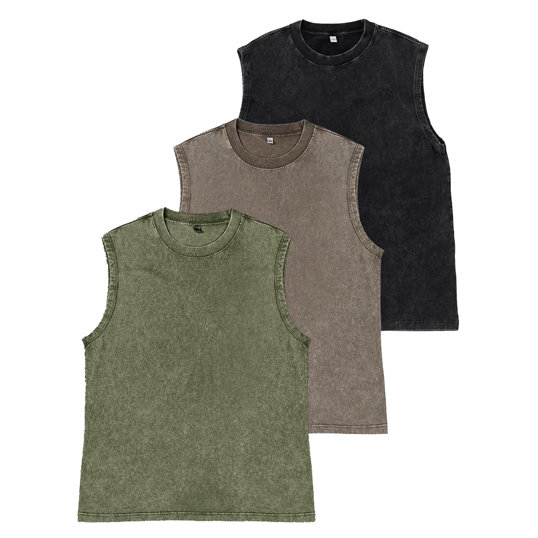Unisex Acid-Wash Cotton Muscle Tank Top