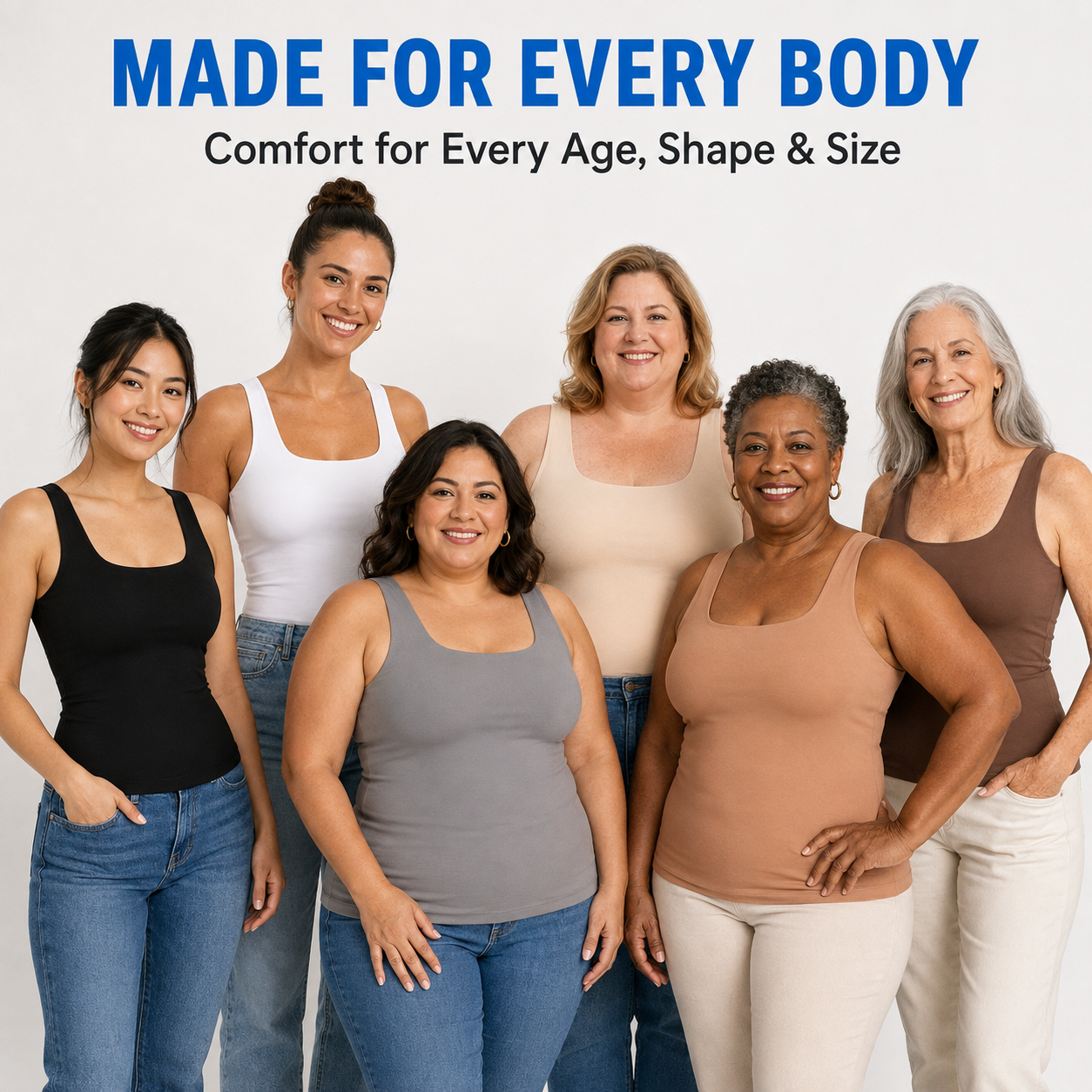 Women’s Seamless Built-In Bra Cami Tank Multi-Pack