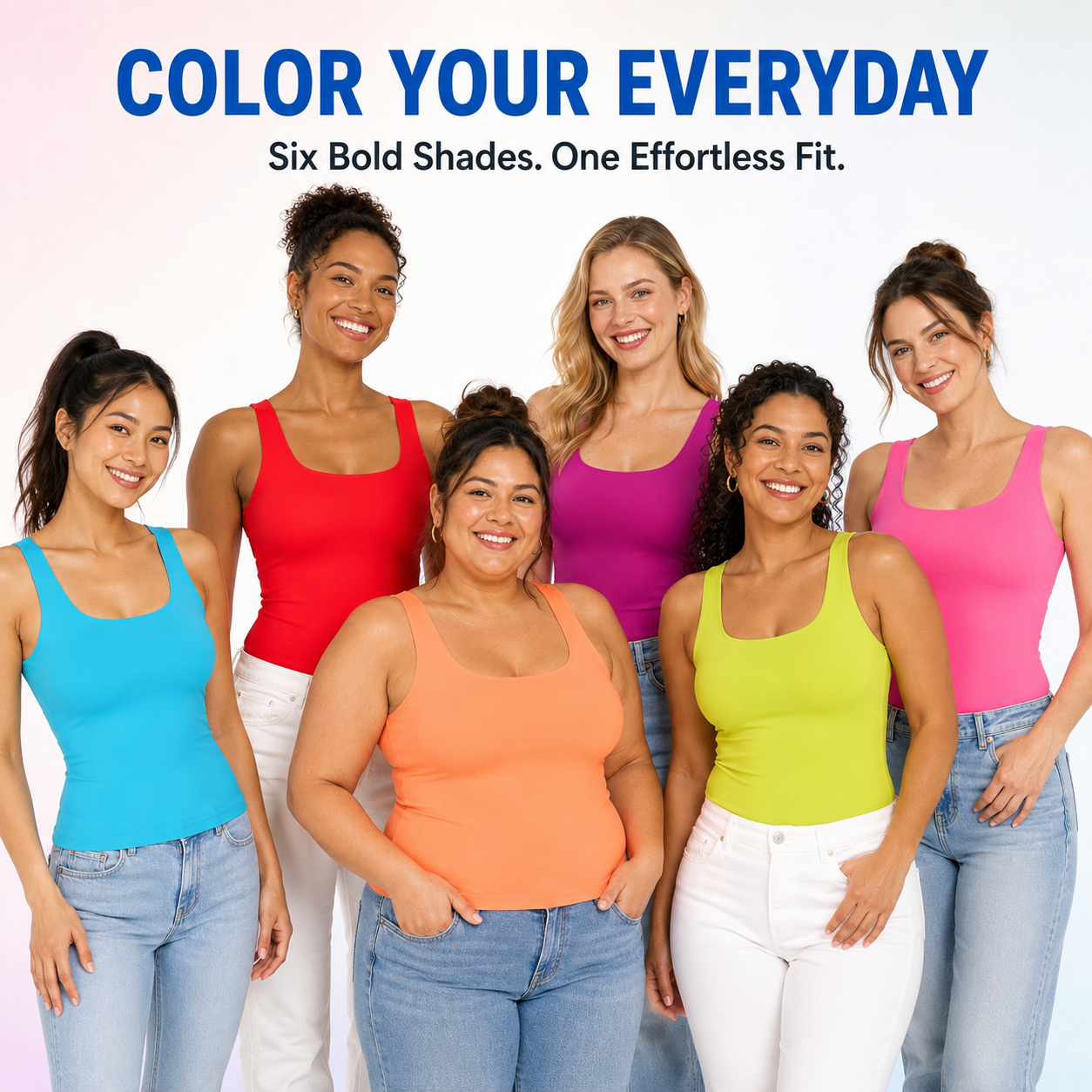 Women’s Seamless Built-In Bra Cami Tank Multi-Pack