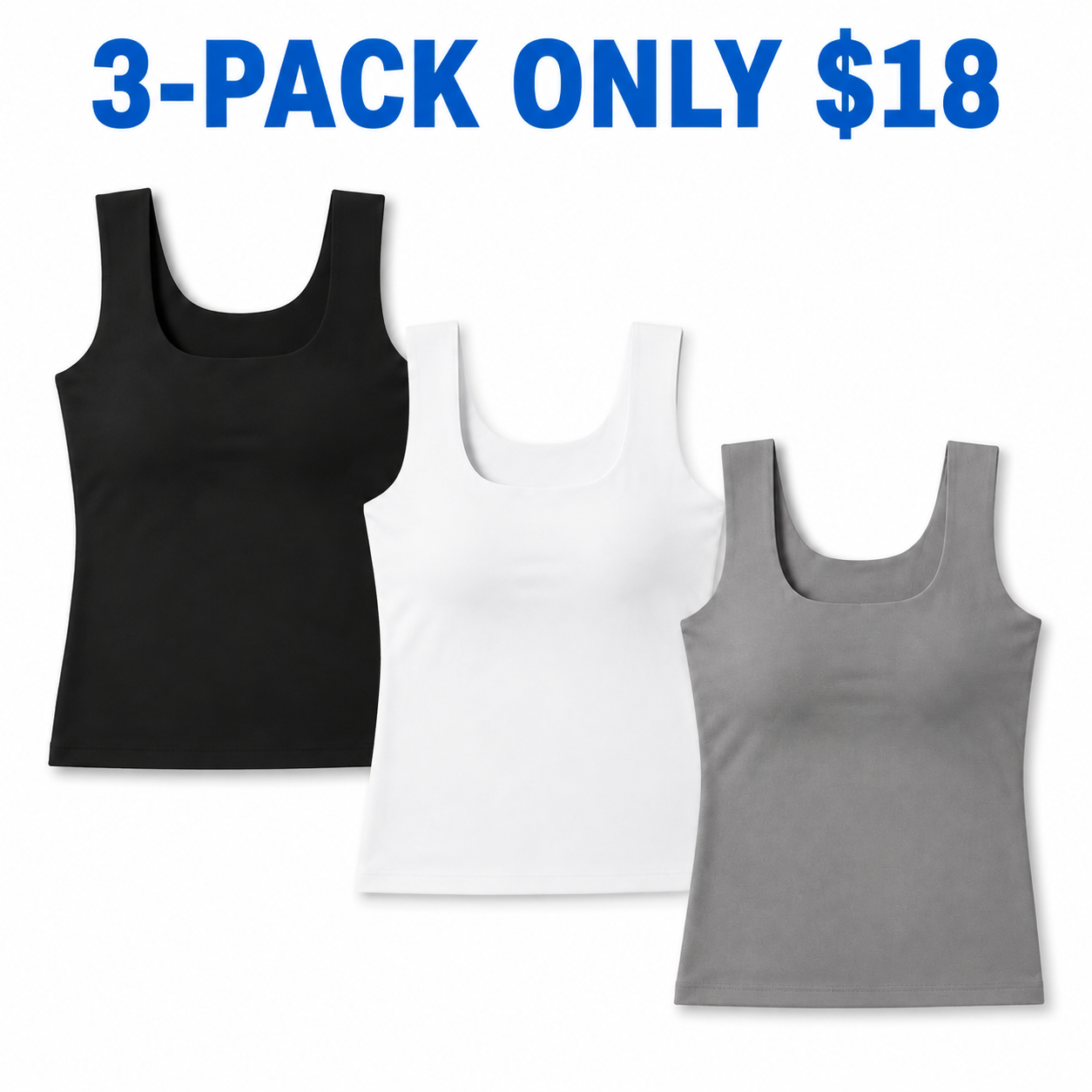 Women’s Seamless Built-In Bra Cami Tank Multi-Pack