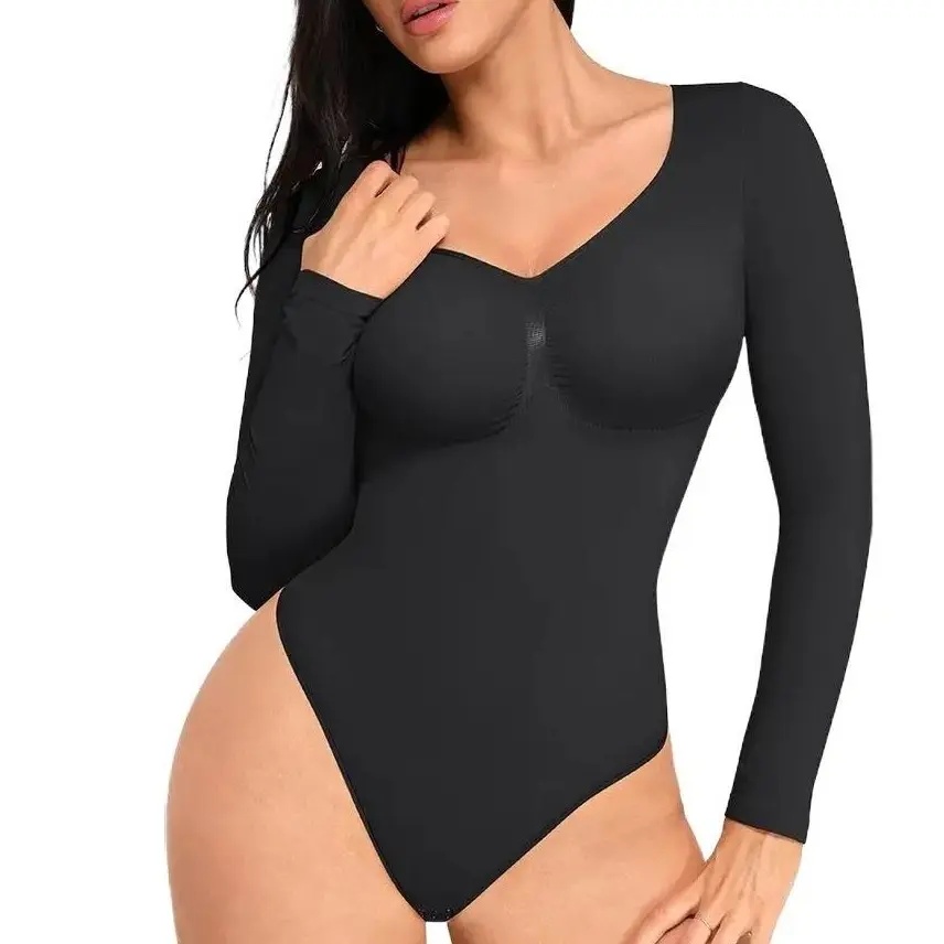 Women's Seamless Long Sleeve Shaping Thong Bodysuit
