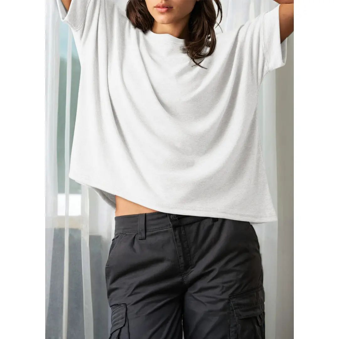 Women's Tops for Women 2026 Loose Oversized Basic Tee Comfortable Soft Fabric Flattering Fit - Womenswear