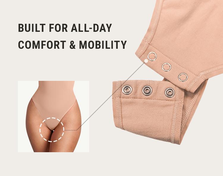 FeelinGirl Womenswear Seamless Long Sleeve Thong Bodysuit V Neck Going Out Fabric Comfortable Casual Breathable