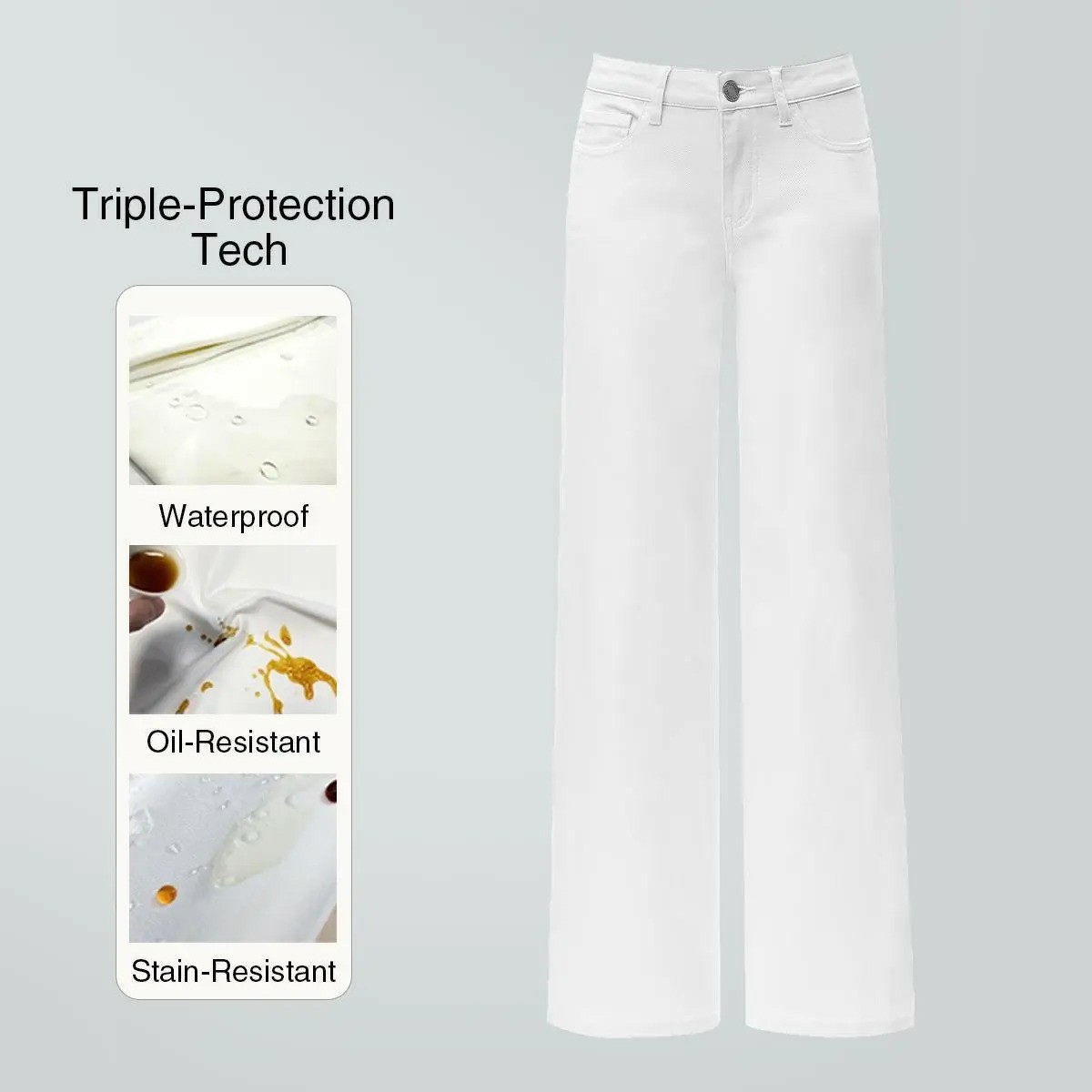 Mid-low Rise Baggy Jeans Stretchy Wide Leg for Women Distressed Pants