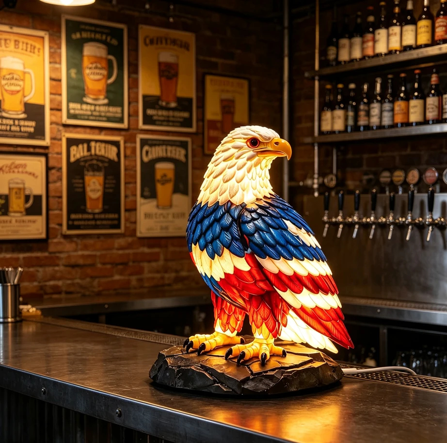 American Flag Color Eagle Table Lamp