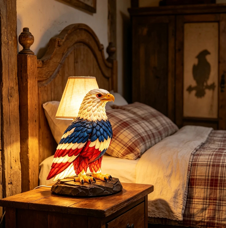 American Flag Color Eagle Table Lamp