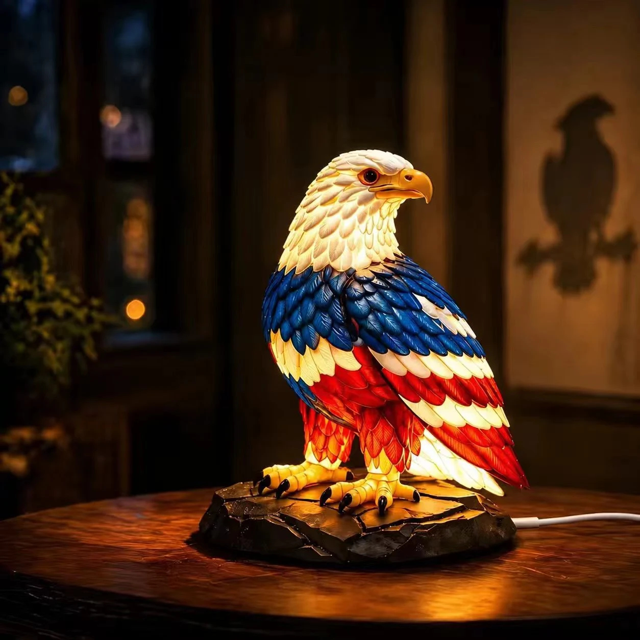 American Flag Color Eagle Table Lamp