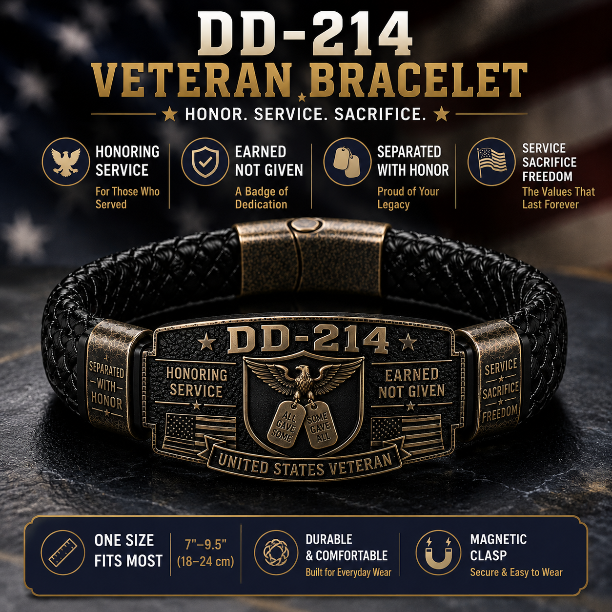 🔥DD-214 Veteran Honor Bracelet - Made By VETERAN 'Jordan Maynard®'