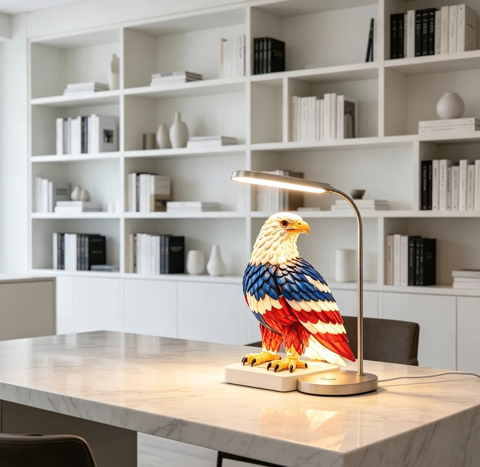 American Flag Color Eagle Table Lamp