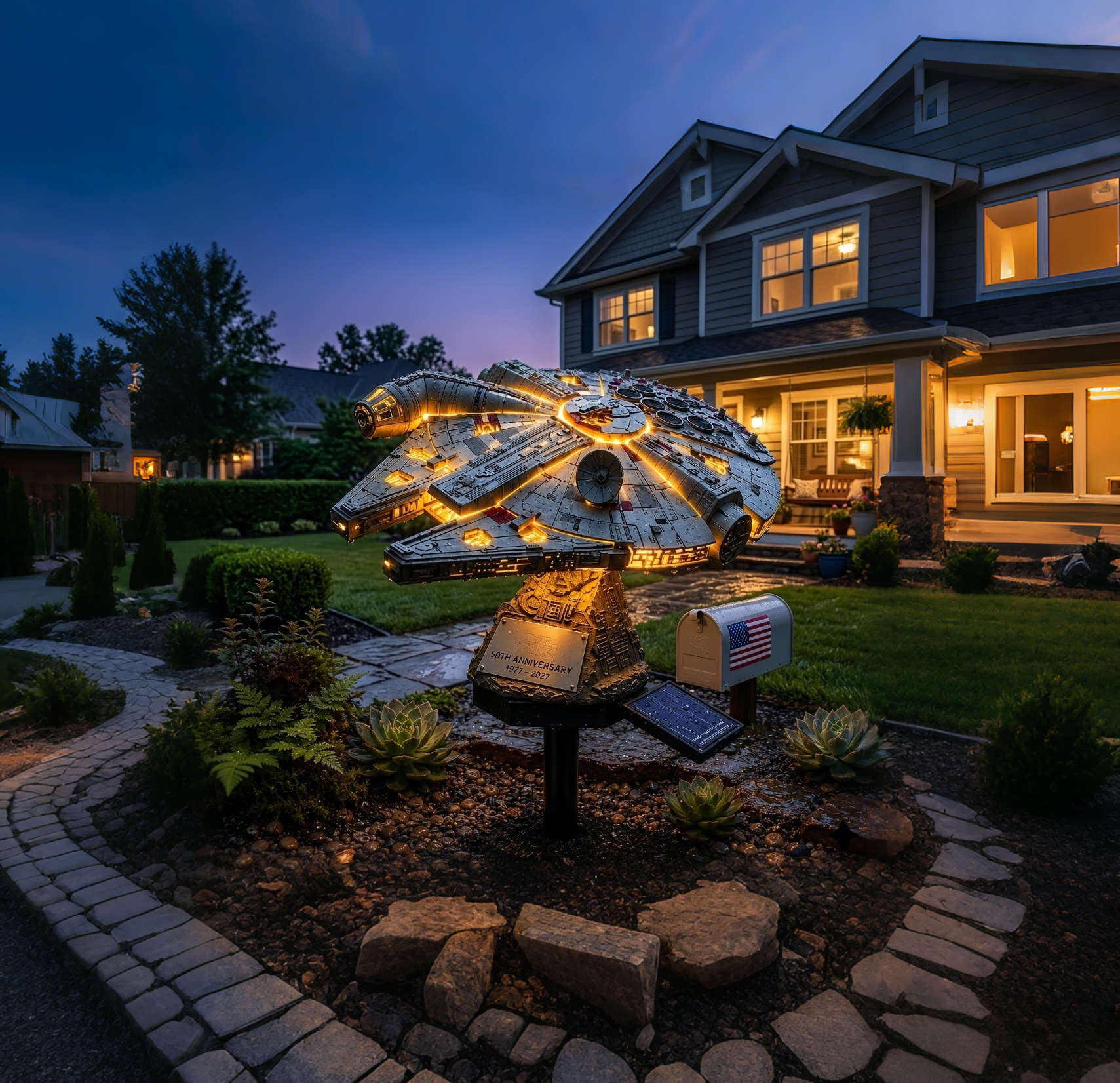 Sci-Fi Starship Solar Garden Light