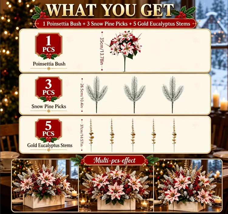 ❀50% OFF 🔥Christmas Poinsettia Planter Inserts | Perfect For Front Porch Holiday Decor