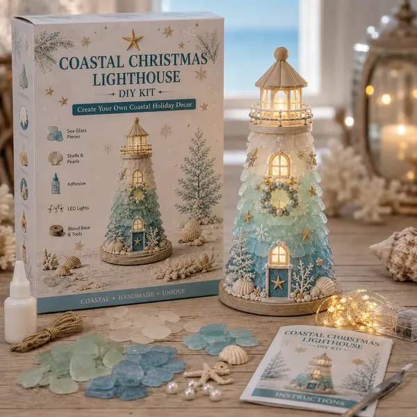 ⏳50% OFF – 🌊 Beginner-Friendly DIY Lighted Sea Glass-Style Lighthouse Kit Collection