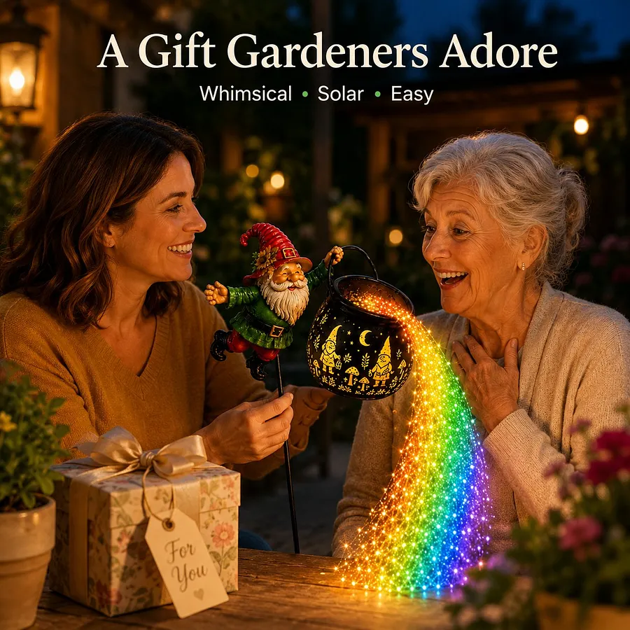 Gnome cauldron solar light package and evening glow