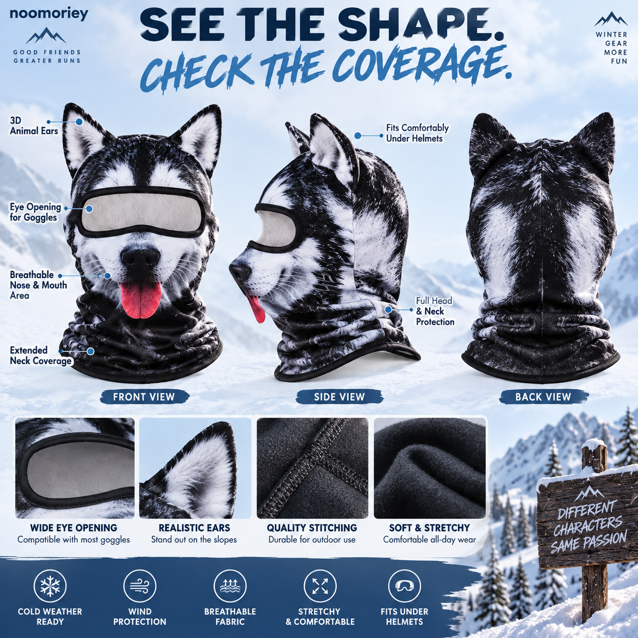 🐾❄️ Snow Crew – Animal-Style Winter Balaclava