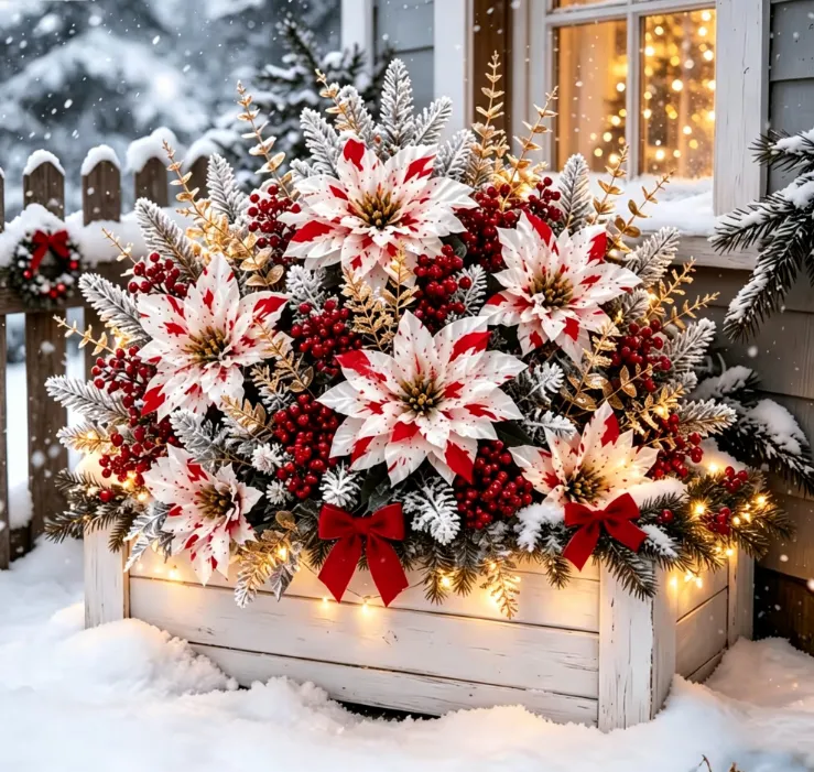 ❀50% OFF 🔥Christmas Poinsettia Planter Inserts | Perfect For Front Porch Holiday Decor