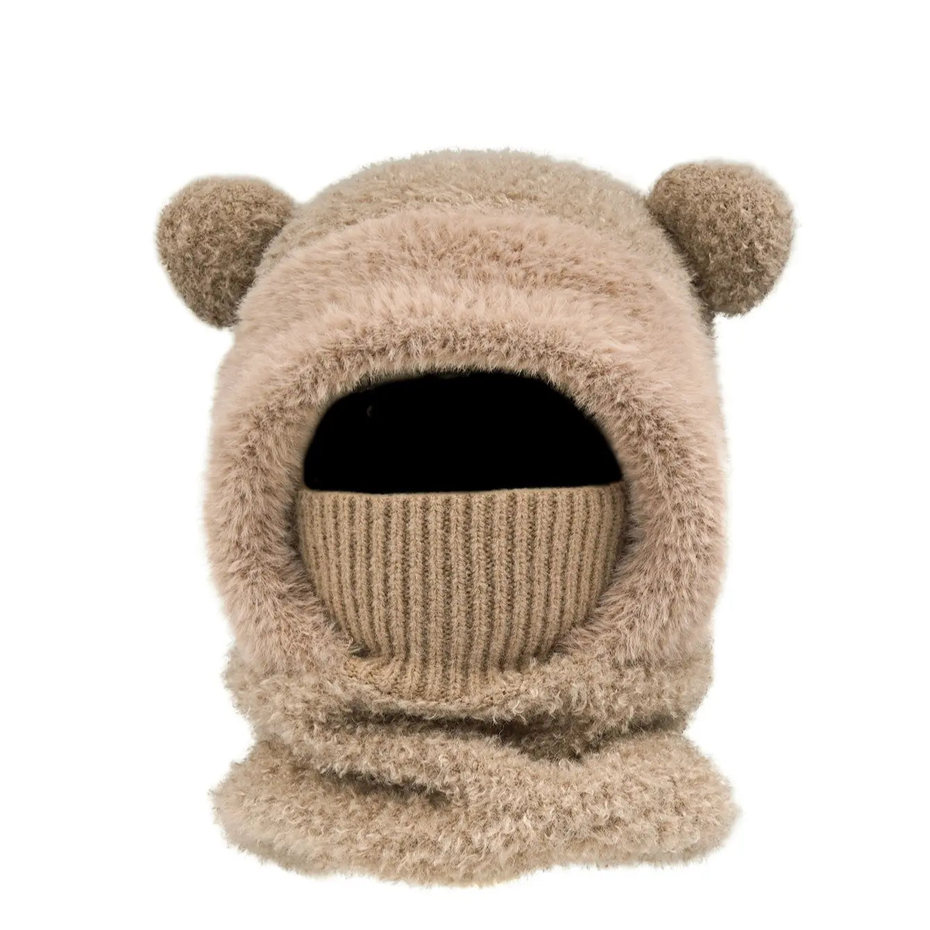 🎄🧸Teddy Bear Balaclava – Trendy Bear Ear Winter Hood for Outings & Photos