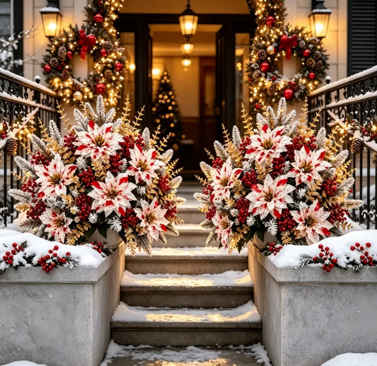 ❀50% OFF 🔥Christmas Poinsettia Planter Inserts | Perfect For Front Porch Holiday Decor