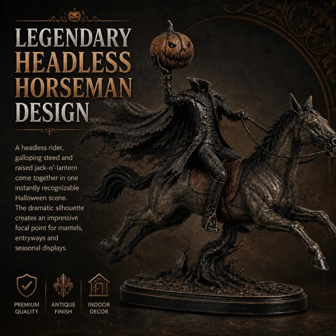⏰50% OFF - 🎃🏇Midnight Chase Headless Horseman Statue