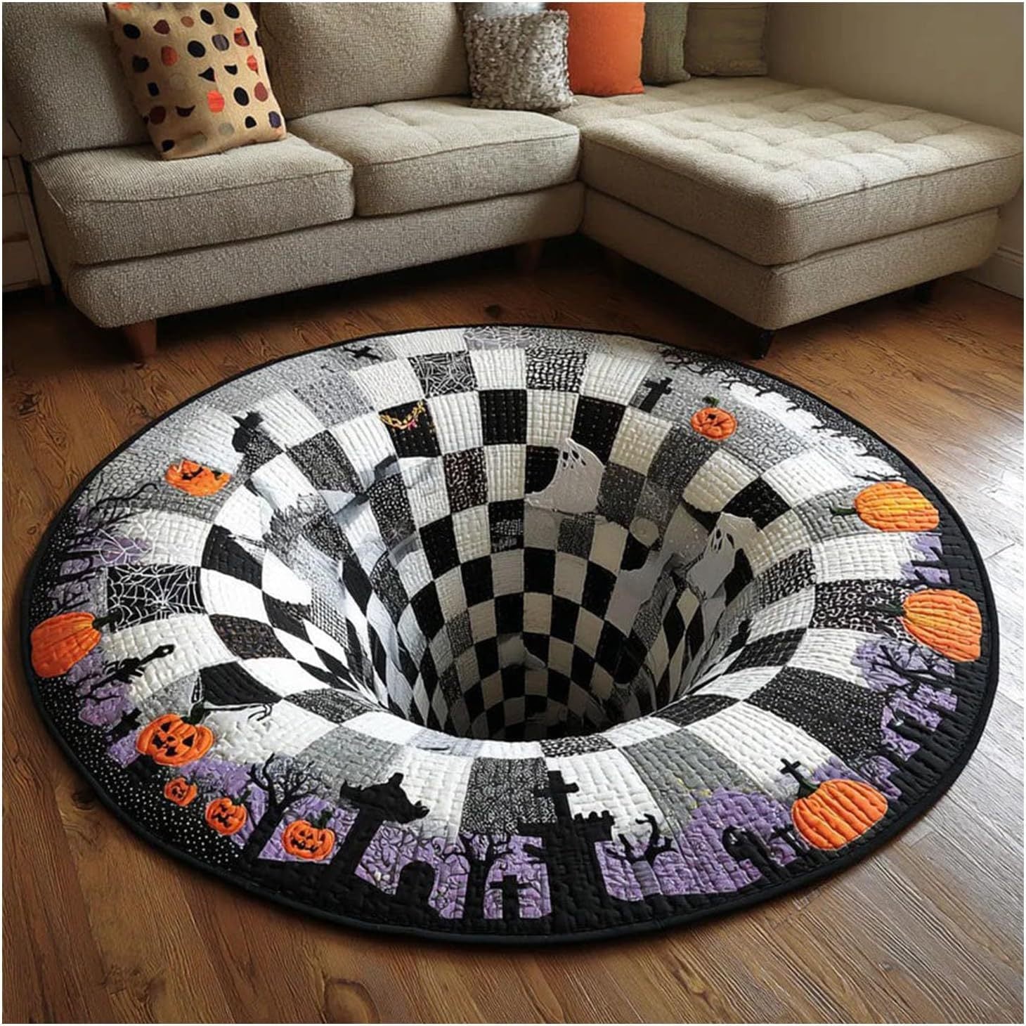⏰ LIMITED-TIME DEAL ⏰ 50% OFF 💀 Halloween 3D Skeleton Pit Illusion Rug 🎃