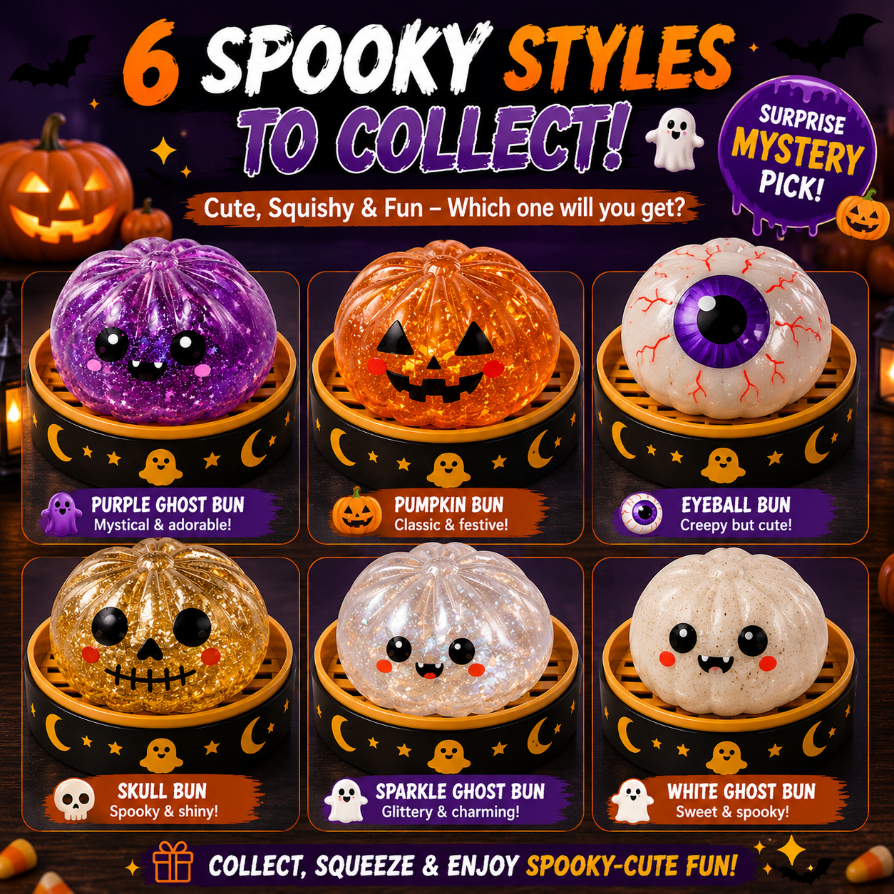 🎃 Halloween Steamed Bun Squishy Mystery Box Toy🔥  