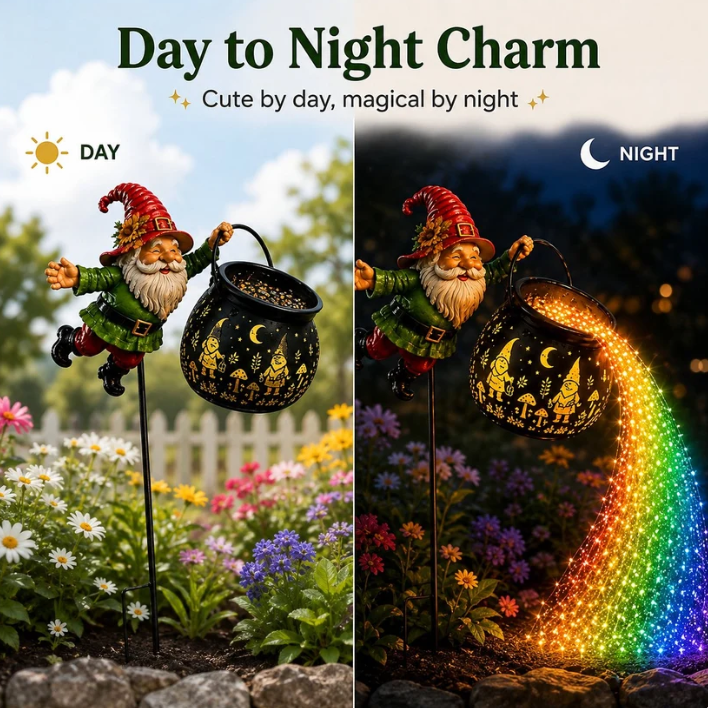 🎁 50% OFF 🌈 Gnome Cauldron Solar Garden Light – Spooky Neon Glow 🧙‍♂️