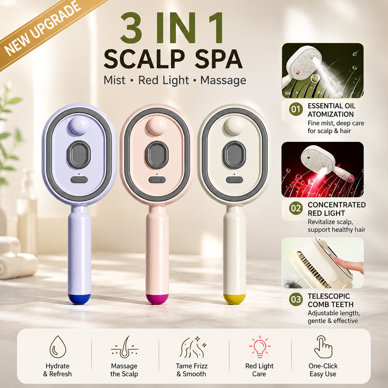 🔥Day Sale 50% OFF🔥Steam Mist Brush — Detangle, Hydrate & Smooth Any Hair Type-3-in-1 SilkGlide Styler