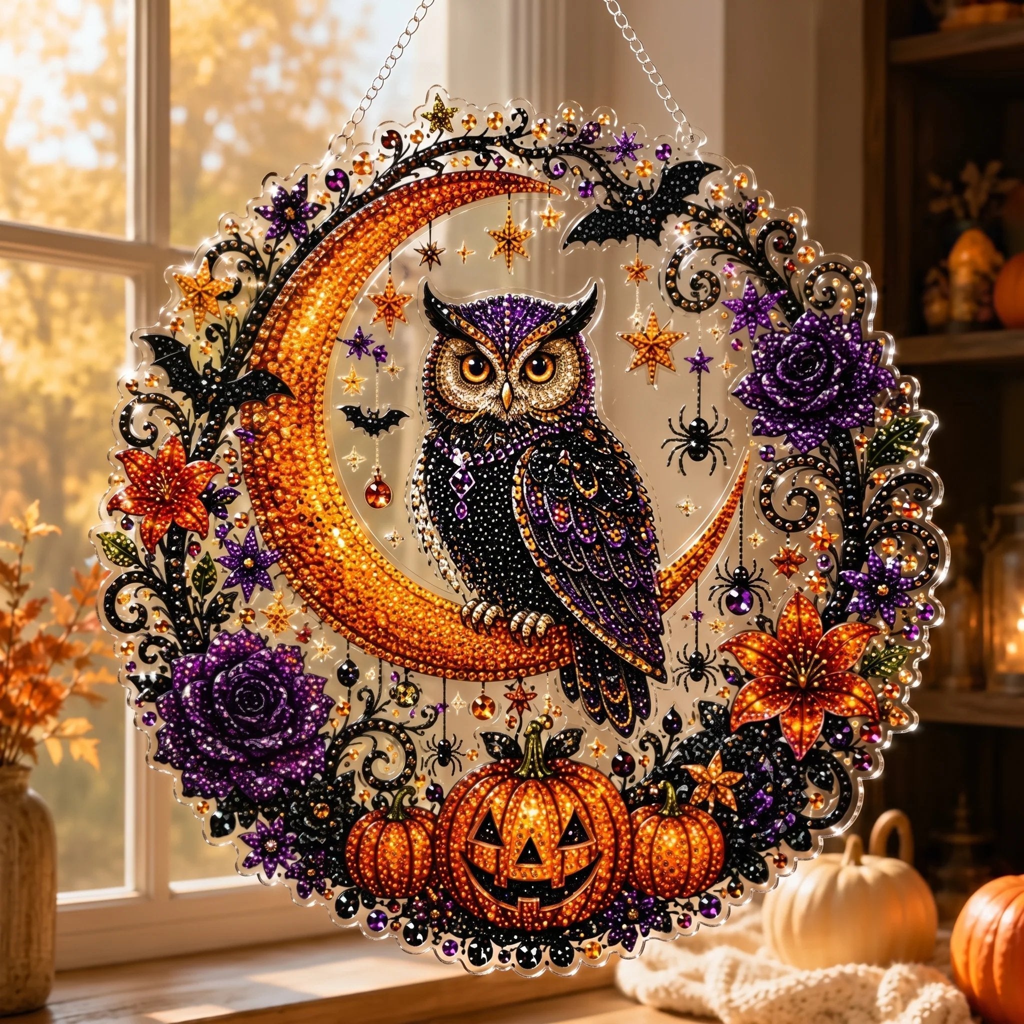 🎃 DIY Halloween Diamond Art Ornament | Sparkling Hanging Decor ✨