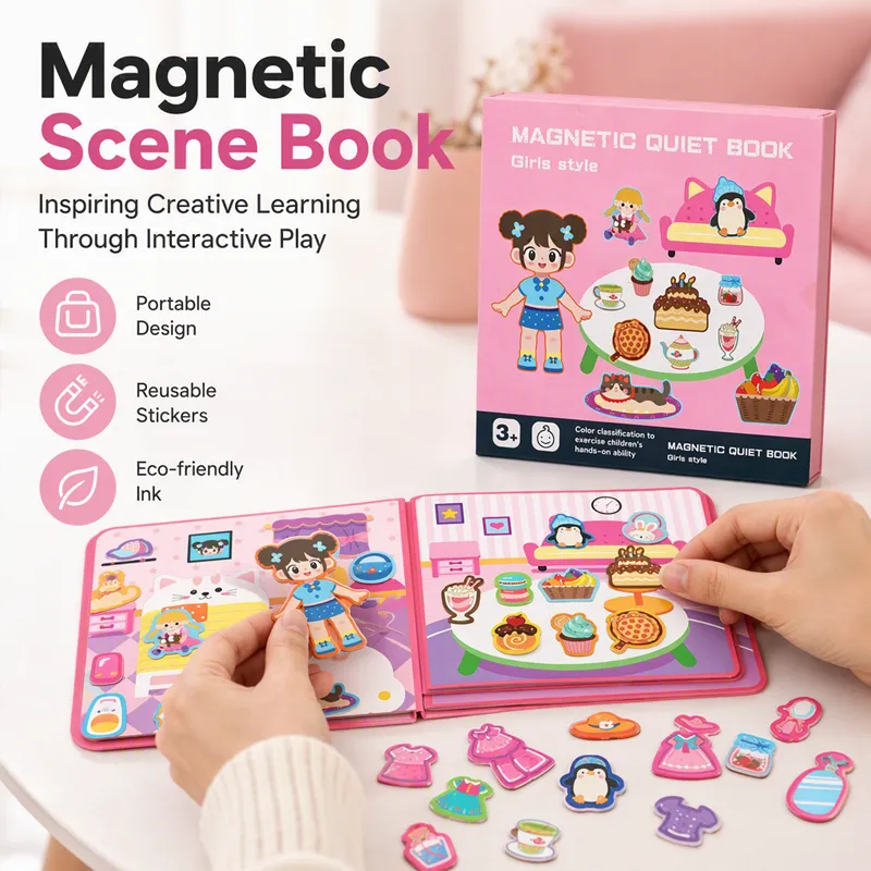 🥳2026 HOT SALE🥳50K+ SOLD!💞Kids Magnetic Quiet Book🧩✨Foldable scenes, magnetic play & educational fun
