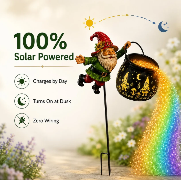 🎁 50% OFF 🌈 Gnome Cauldron Solar Garden Light – Spooky Neon Glow 🧙‍♂️