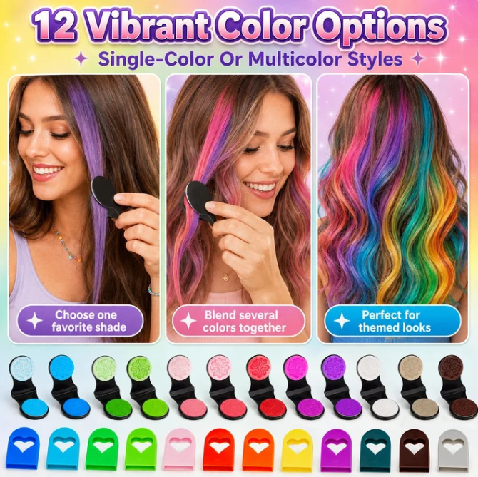 🎁49%OFF🌈12-Color Temporary Hair Chalk Applicator Set