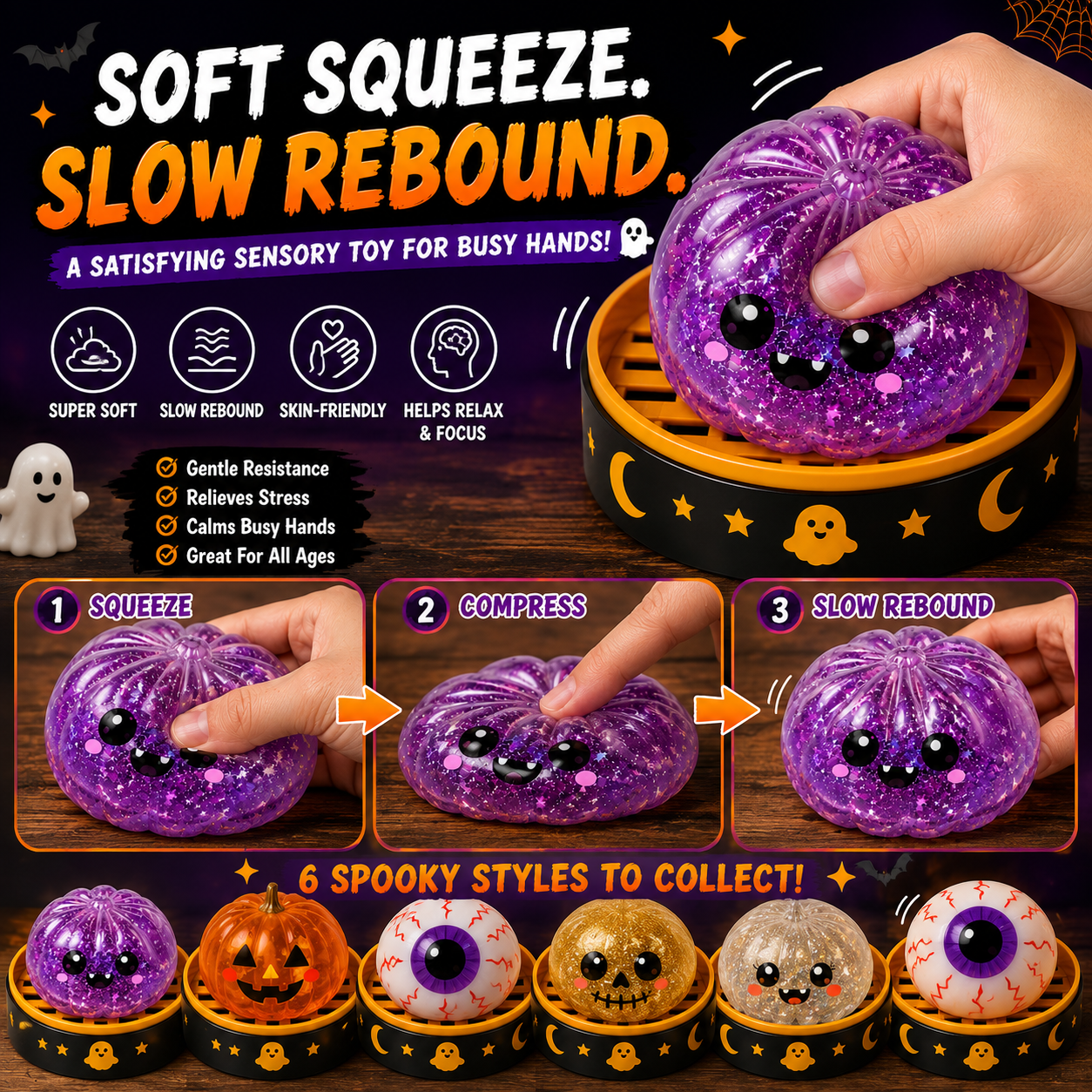 🎃 Halloween Steamed Bun Squishy Mystery Box Toy🔥  