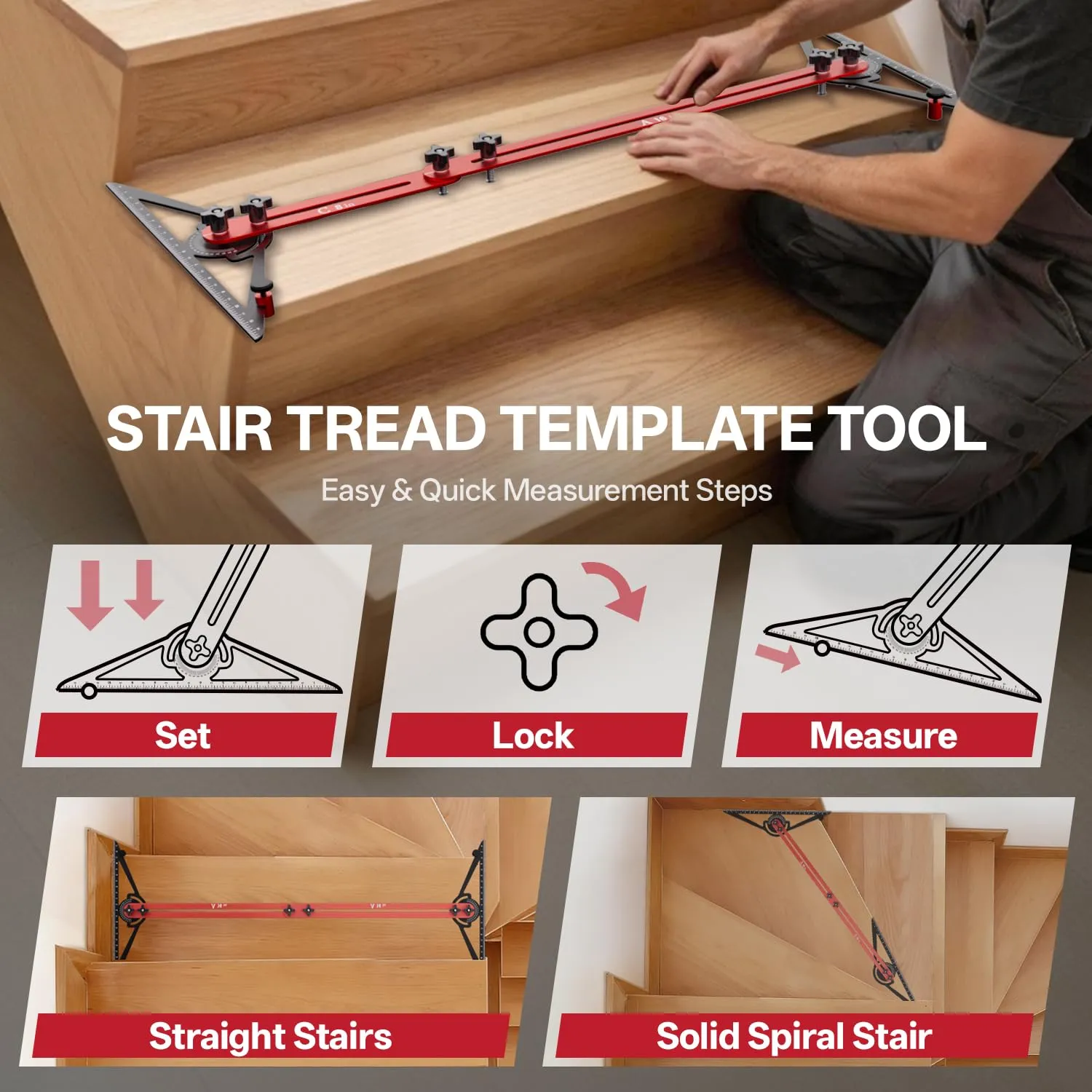 Adjustable Stair Tread Template Tool – Copy the Shape Before You Cut 🛠️