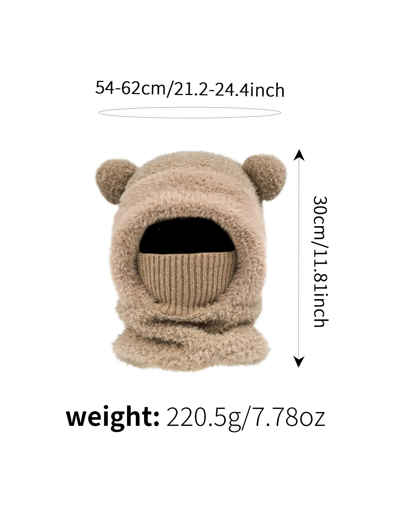 🎄🧸Teddy Bear Balaclava – Trendy Bear Ear Winter Hood for Outings & Photos