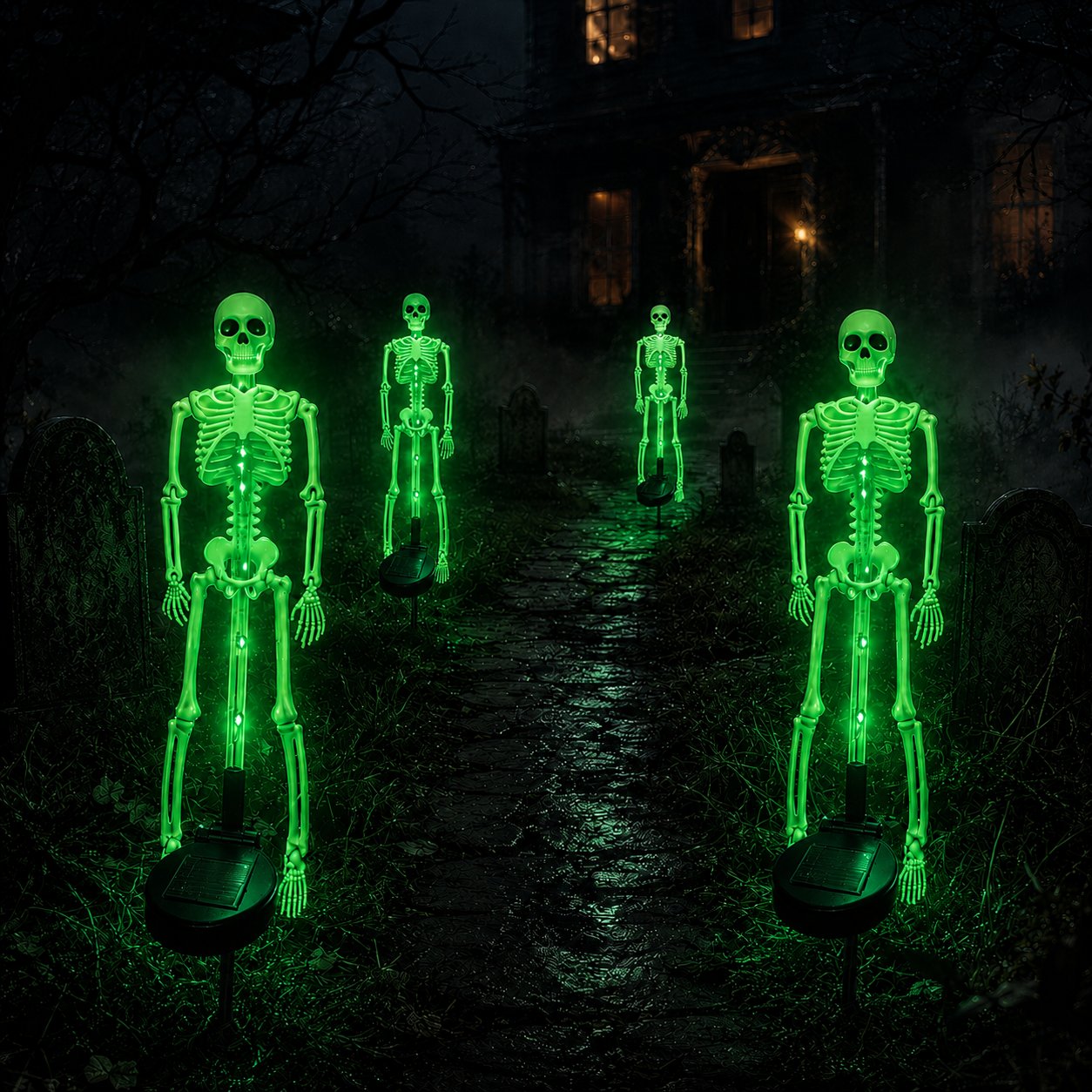 🎃 Buy 2 Get 1 FREE 👻 Solar LED Skeleton Yard Stakes 💀 Spooky Halloween Garden Decorations | Purple, Orange & Green