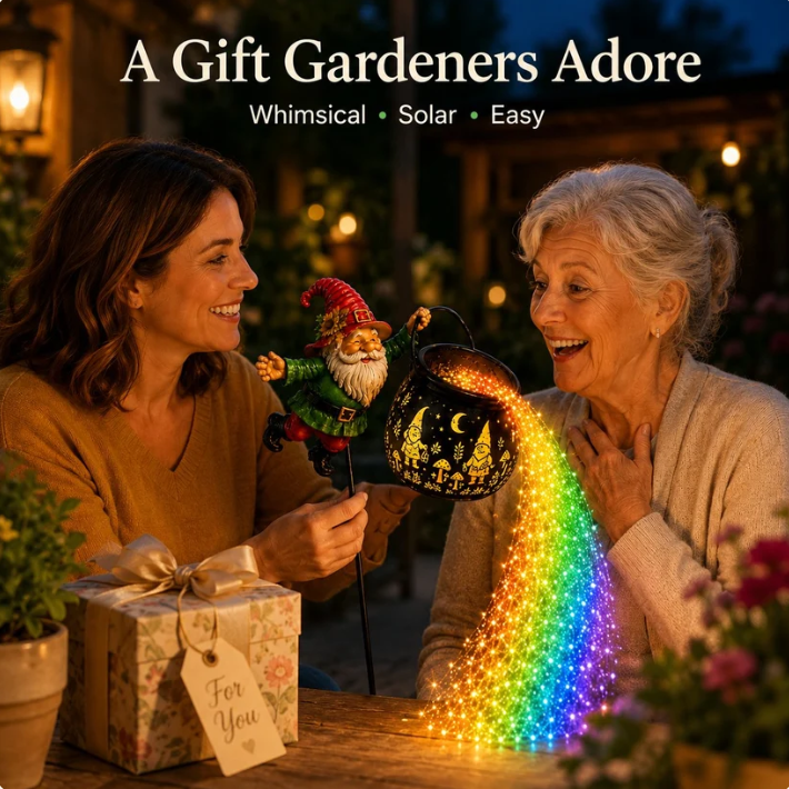 🎁 50% OFF 🌈 Gnome Cauldron Solar Garden Light – Spooky Neon Glow 🧙‍♂️