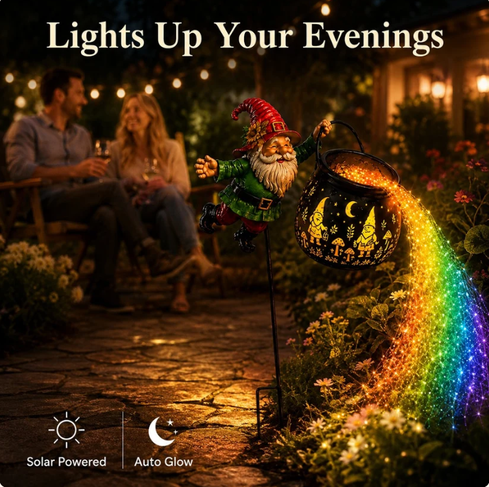 🎁 50% OFF 🌈 Gnome Cauldron Solar Garden Light – Spooky Neon Glow 🧙‍♂️