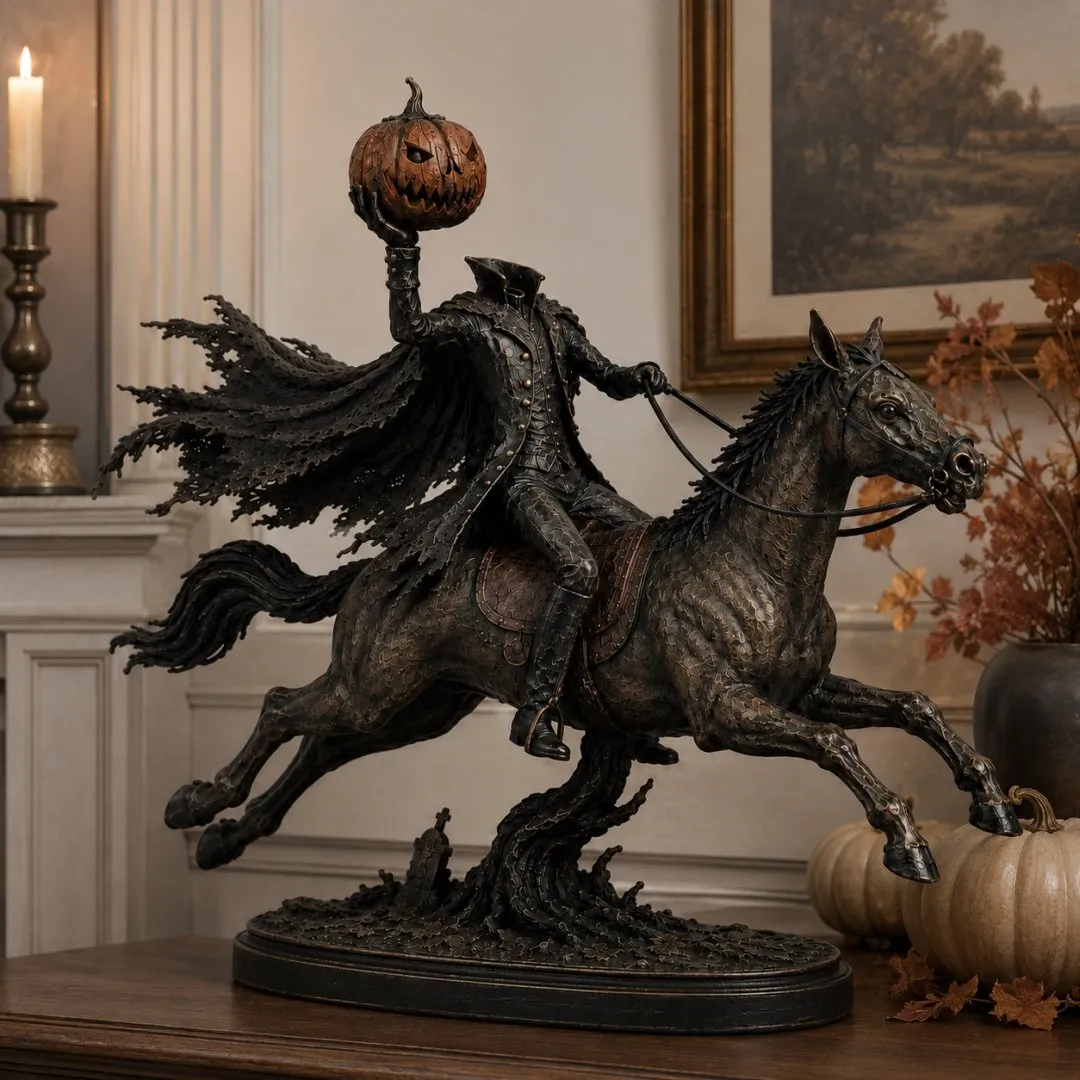 ⏰50% OFF - 🎃🏇Midnight Chase Headless Horseman Statue
