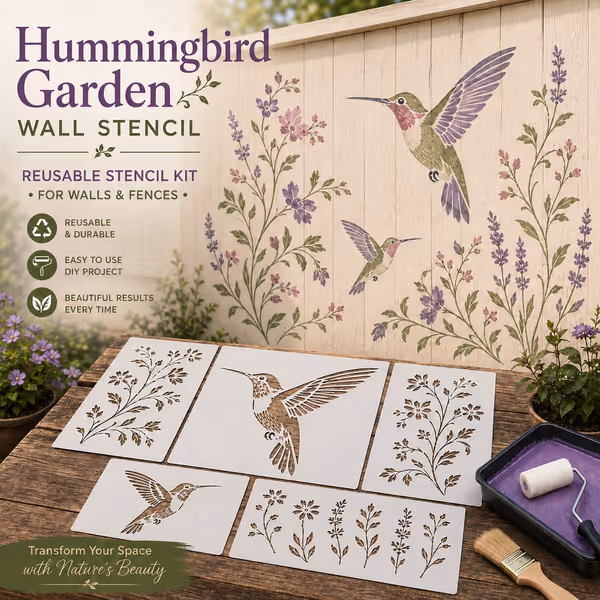 🔥Last Day 50% OFF - 🌿Garden Bloom Wall Stencil Kit | DIY Garden Painting Templates for Every Space