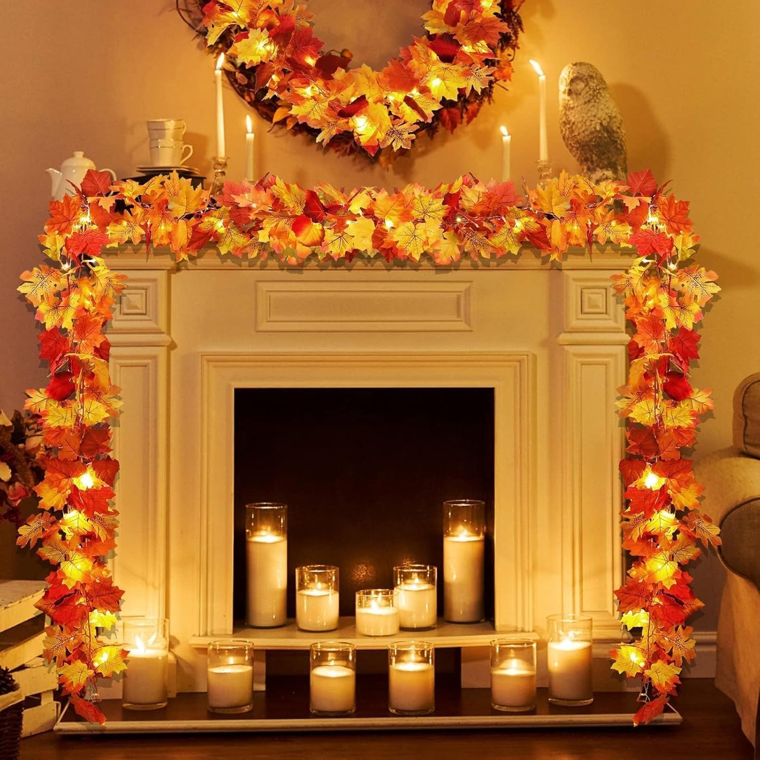 🍁Special Fall Sale 50% OFF-Fall Wreath with Pumpkin Maple Leaves🎃