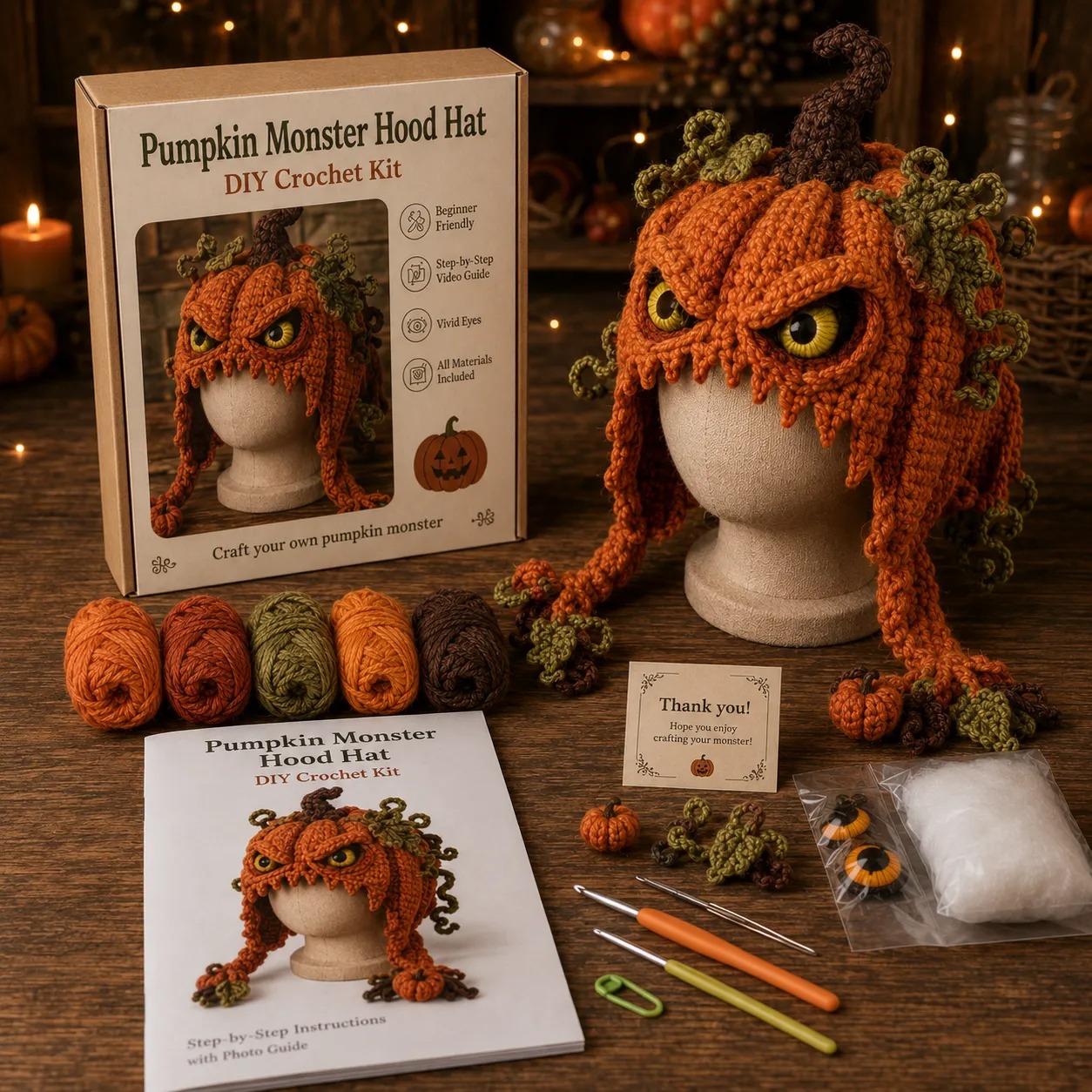 🎃 Crochet Your Own Monster Hood DIY Kit 👹