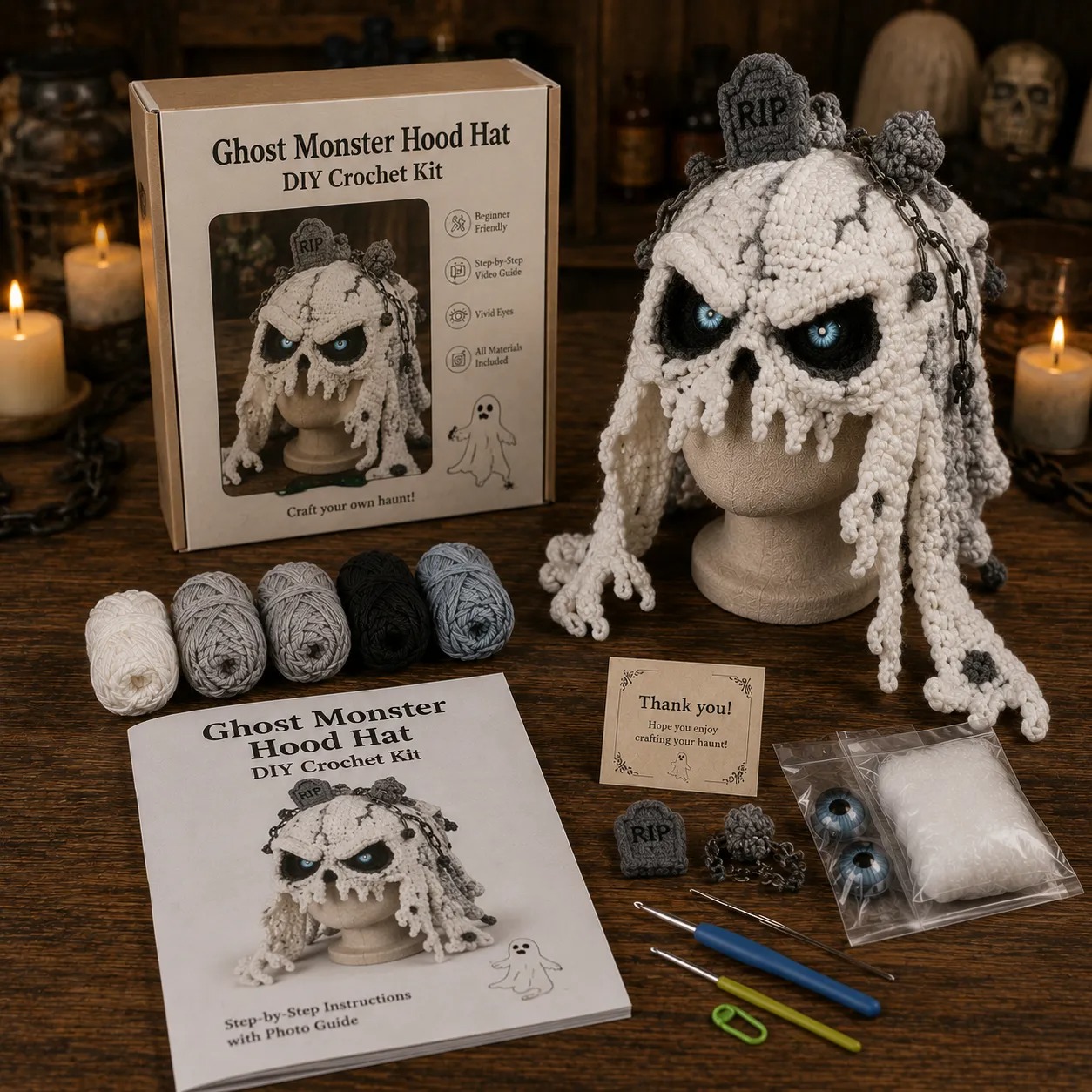 🎃 Crochet Your Own Monster Hood DIY Kit 👹