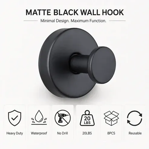 2 Pcs No Drilling Suction Cup Hooks with Replaceable Core 🪝