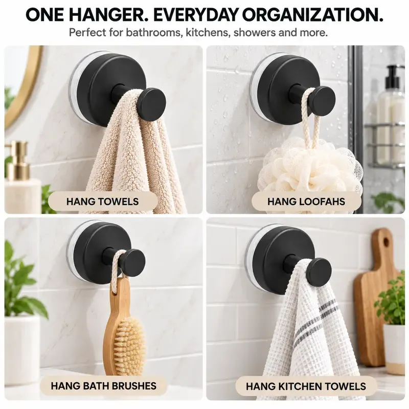 2 Pcs No Drilling Suction Cup Hooks with Replaceable Core 🪝